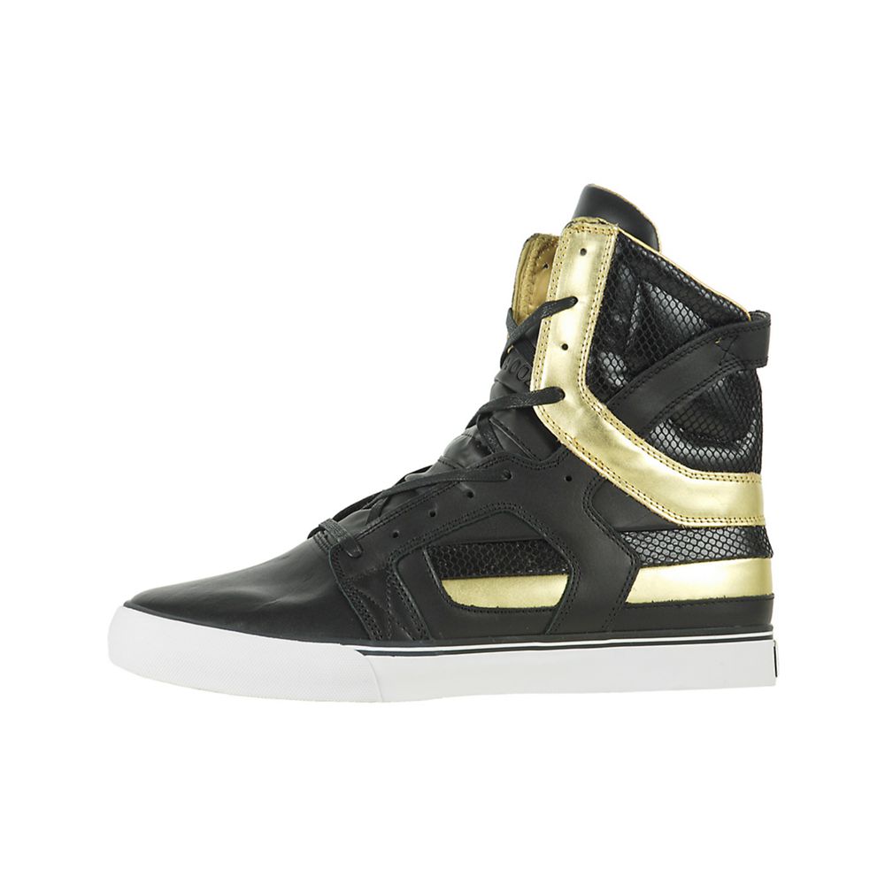 Baskets Montantes Supra SkyTop II Noir Doré Black/Gold Homme | UHA-62726067